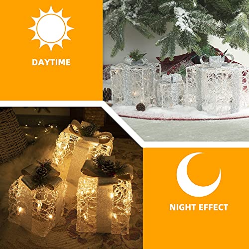 Christmas Lighted Gift Boxes, Set of 3