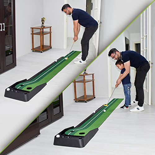 Indoor Golf Putting Green – Portable Mat w/ Auto Ball Return Function- 3 Bonus Balls