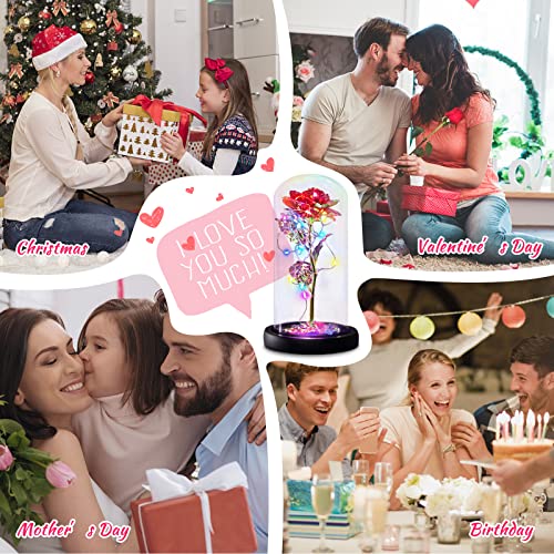 I Love You Mom Galaxy Roses Gifts in Glass Dome for Mothers Day/Birthday