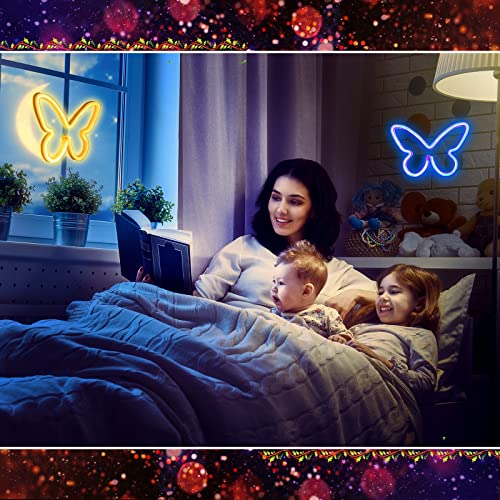 2 Pcs Butterfly Neon Signs 3-AA Battery Powered,USB Operated Wall Decor