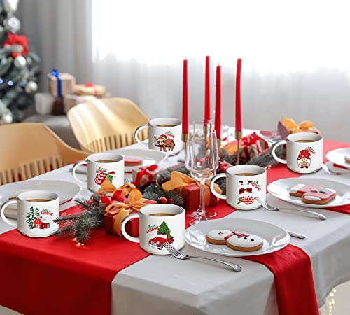 Large Christmas Coffee Mugs Set of 6- 14OZ