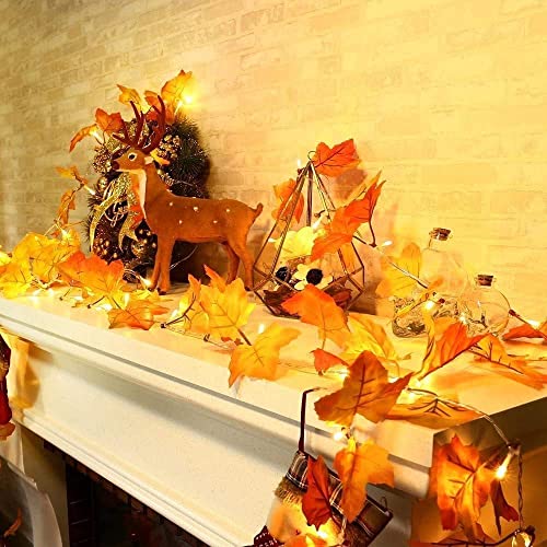 Maple Leaves  Thanksgiving Decorations Lighted Fall Garland