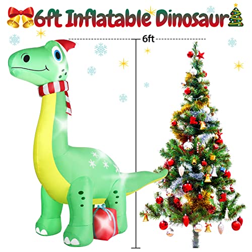 6FT Brachiosaurus Dinosaur Christmas Inflatables Decoration w/ LED