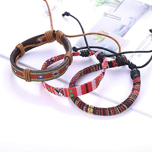 Holiday Sale! 24 Pcs Boho Ethnic Tribal Linen Hemp Cords Braided Leather Bracelet Set