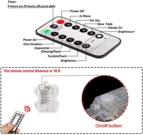 40ft Color Changing Lights String Lights, Battery Powered Light Strip, 8 Modes Hanging Fairy Lights with Remote