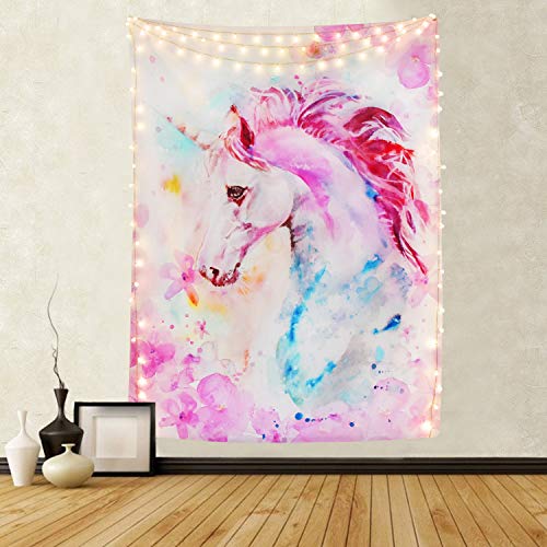 Pink Unicorn Tapestry Watercolor Print Wall Art Decoration