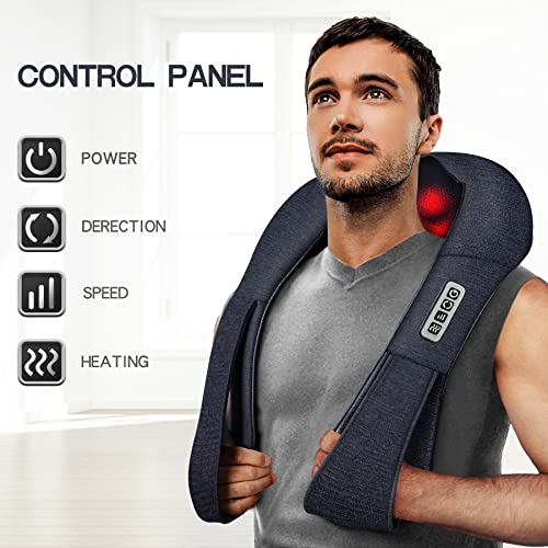 Neck &Back Massager w/ Heat, Shiatsu Shoulder Massager for Neck pain Back Pain Relief