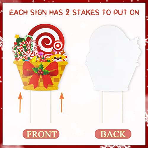 6 Pcs Candy Christmas Decorations Yard Signs  w/ Stakes