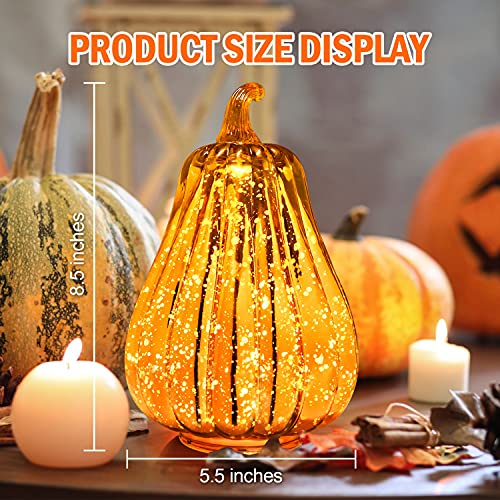 Halloween / Thanksgiving Decoration Mercury Glass  Pumpkin w/ Light