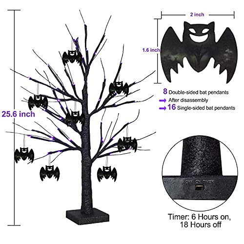 2FT 48 LED Black Halloween Tree for Home Decoration