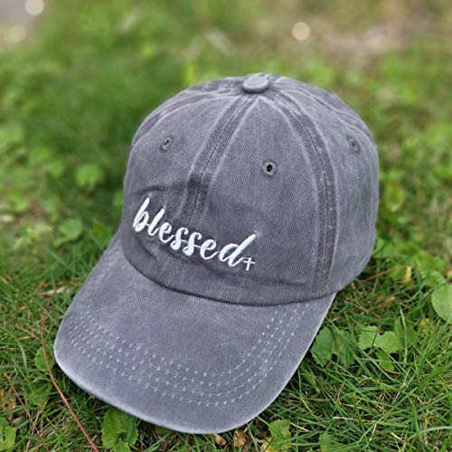 Embroidered Blessed Washed Cotton Baseball Cap for Men/Women