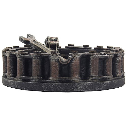 Decorative Motorcycle Chain Ashtray w/ Wrench & Bike Motif