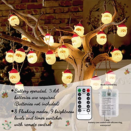 LED Christmas String Lights, Waterproof Battery Operated w/ 8 Flashing Modes