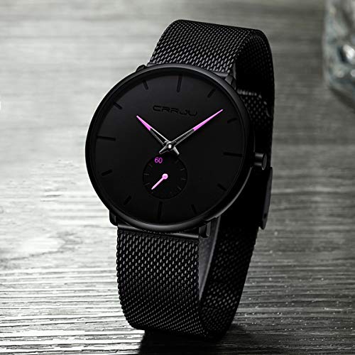 Ultra Thin Wrist Watches for Men Fashion Classic Waterproof Stainless Steel Band