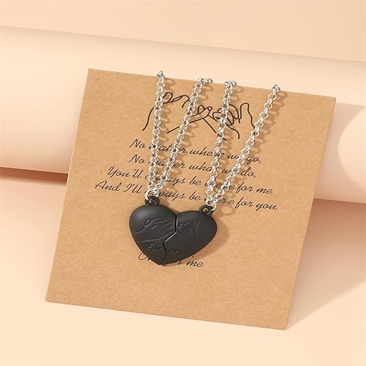 2Pcs Lovely Magnetic Love Heart Ghost Pendant Necklace Set