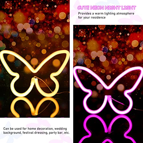 2 Pcs Butterfly Neon Signs 3-AA Battery Powered,USB Operated Wall Decor