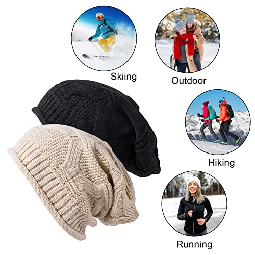 2 Pack Slouchy Beanie Winter Knit Soft Hat for Women/Men