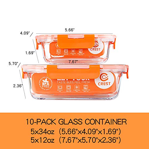 [10-Pack] Glass Food Storage Containers