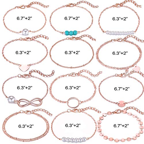 12pcs Rose Gold Bracelets for Women