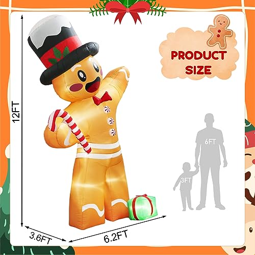 12FT Gingerbread Man Christmas Inflatables, Christmas Inflatables Outdoor Decorations,