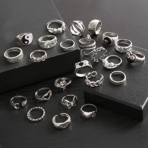 Vintage Silver Open Punk Rings for Men Women