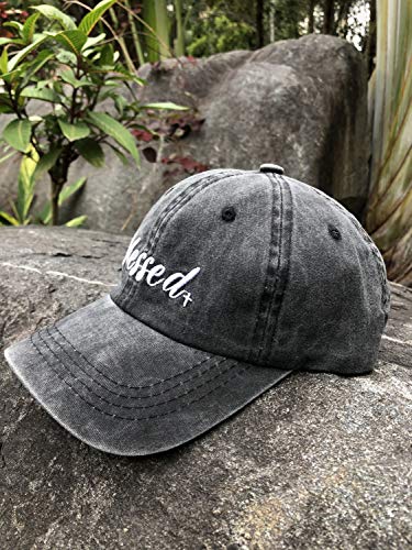 Embroidered Blessed Washed Cotton Baseball Cap for Men/Women