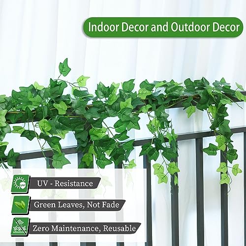 2 Strands Artificial Vines Scindapsus Garland 6FT Real Touch Fake Vine with Silk Green Leaves Faux Hanging Plants