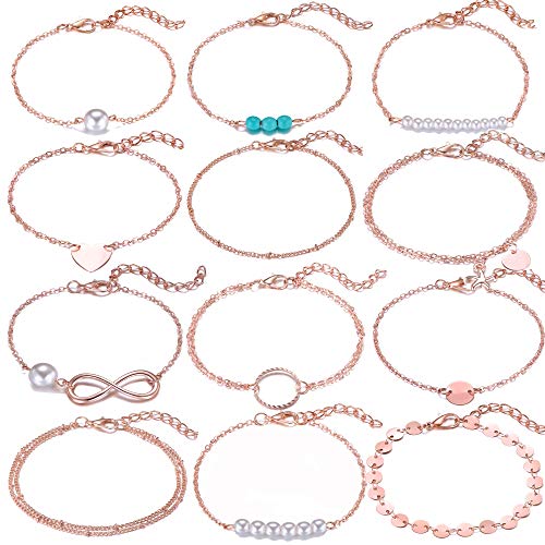 12pcs Rose Gold Bracelets for Women