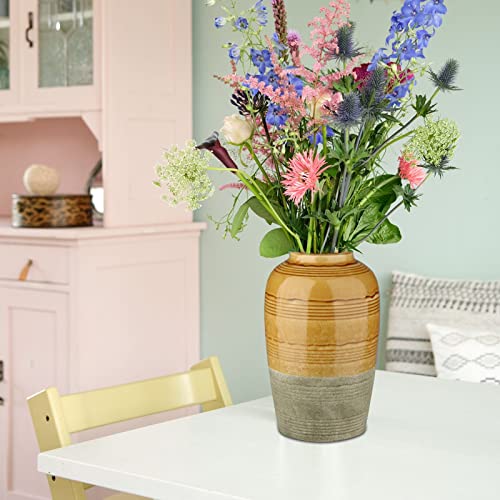 Two-Tone Boho Ceramic Flower Vases