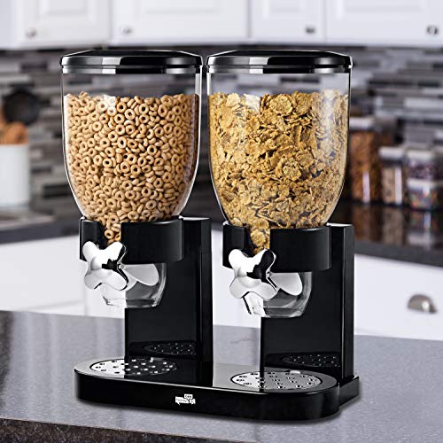 Dry Food Dispenser, Dual Control, Black/Chrome