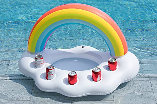 Inflatable Rainbow Cloud Drink Holder for Pool Float Party