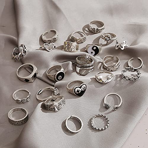 Vintage Silver Open Punk Rings for Men Women