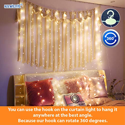 300 LED Fairy Curtain Lights with Remote 8 Modes Timer for Bedroom, 9.8x9.8Ft USB Plug in Adapter