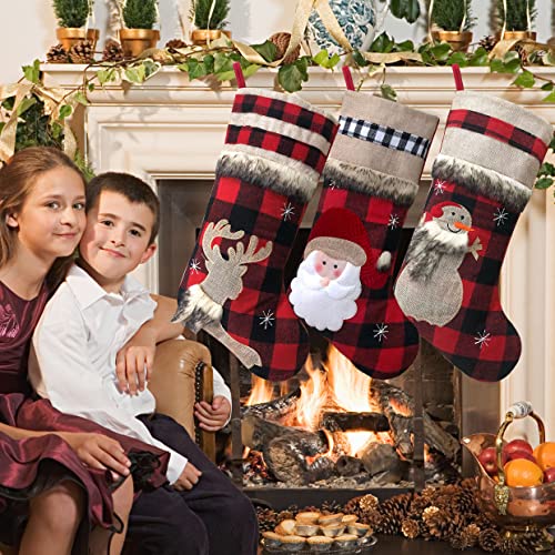 Christmas Stockings Buffalo Red Plaid w/ Soft Faux Fur