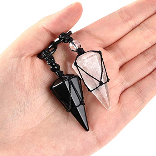 Healing Crystal GemStone Pointed Pendant Necklaces for Men/Women