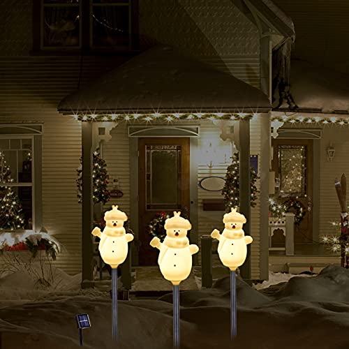 Set of 3 Snowman Solar Powered Christmas Decoration