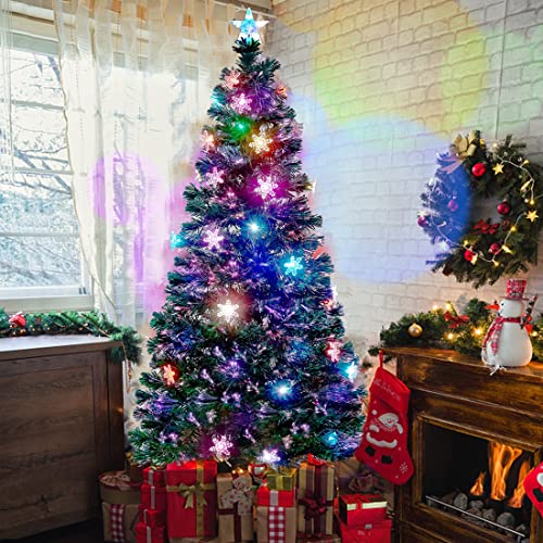 Pre-Lit Optical Fiber Christmas Artificial Tree w/ LED RGB Color Changing Lights