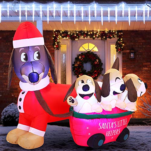 5 FT Christmas Puppy Inflatable with Built-in LEDs