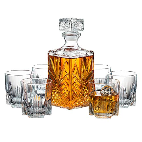 7-Piece Italian Crafted Glass Decanter & Whisky Glasses Set