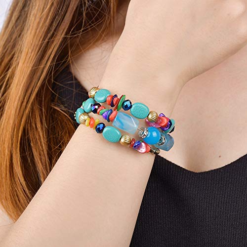 Boho Multilayer Irregular Agate Beads Charm Bracelets for Women