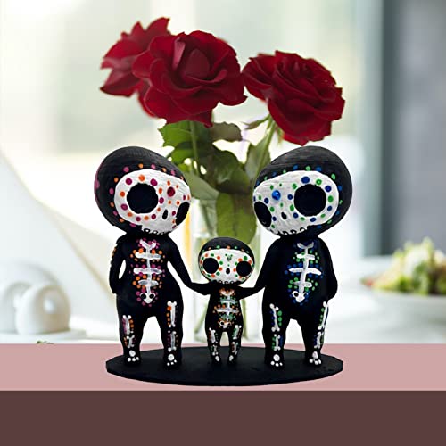 Skull Decor,Sugar Couple Statue, Figurine, Resin Crafts Cute Statue Skeleton Memorial Sculpture, Halloween