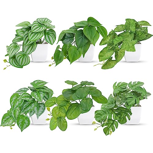 4 Packs Fake Plants Mini Artificial Greenery Potted Plants for home, office