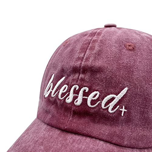 Embroidered Blessed Washed Cotton Baseball Cap for Men/Women