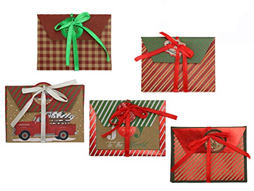 Set of 9 Christmas Holiday Foil Embossed Kraft Gift Card Holder Boxes