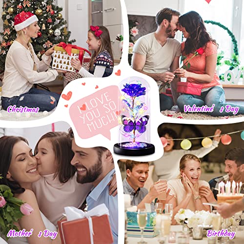 I Love You Mom Galaxy Roses Gifts in Glass Dome for Mothers Day/Birthday