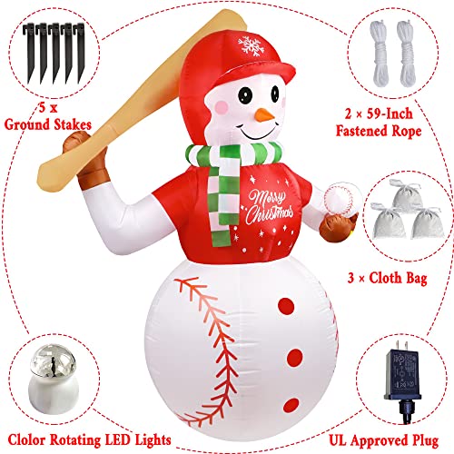 5FT Christmas Inflatables Outdoor Decorations, Inflatable Snowman Blow Up Yard Decorations with Rotating LED