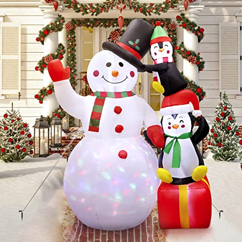 5FT Christmas Inflatables Outdoor Decorations, Inflatable Snowman Blow Up Yard Decorations with Rotating LED