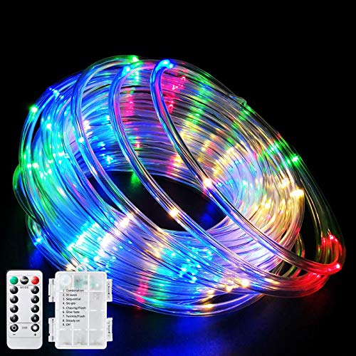 120 LED 8 Modes Lights Battery Operated Fairy String Lights Rope Outdoor Waterproof W/ Remote Multi-Color 40Ft