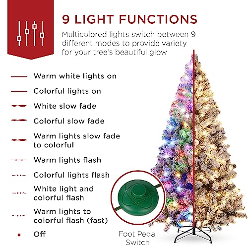 s 4.5ft Pre-Lit Christmas Tree Artificial Snow Flocked Pine Tree for Home, Office, Party Decoration