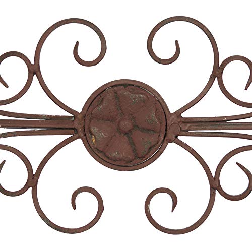 Rustic Floral and Scrolled Metal Wall Decoration 8" H x 44" L, Textured Bronze Finish